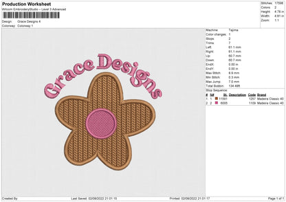 Grace Designs Embroidery File 5 sizes