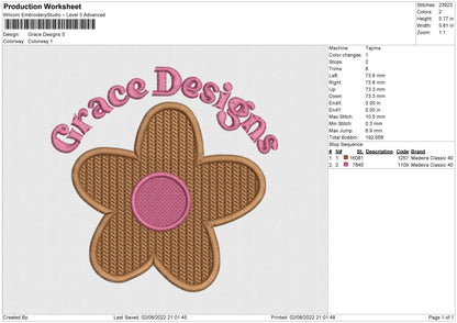 Grace Designs Embroidery File 5 sizes