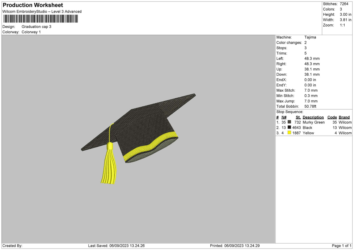Graduation Cap Embroidery File 6 sizes – Master Digitizer