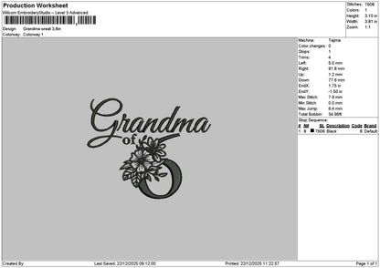 Grandmatext 2212 Embroidery File 6 sizes