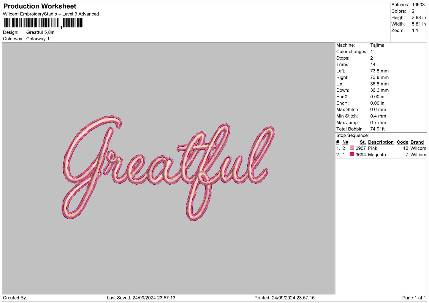 Greatfultext 01 Embroidery File 6 sizes