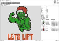 Grinch Lets Lift V2 Embroidery File 6 sizes