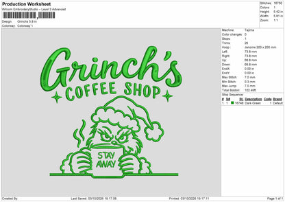 Grinchs Text 0310 Embroidery Machine Design File 6 sizes