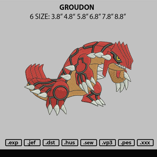 Groudon Embroidery File 6 sizes
