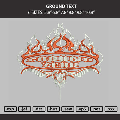 Ground Text Embroidery Machine Design File 6 sizes
