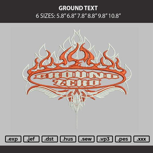 Ground Text Embroidery Machine Design File 6 sizes