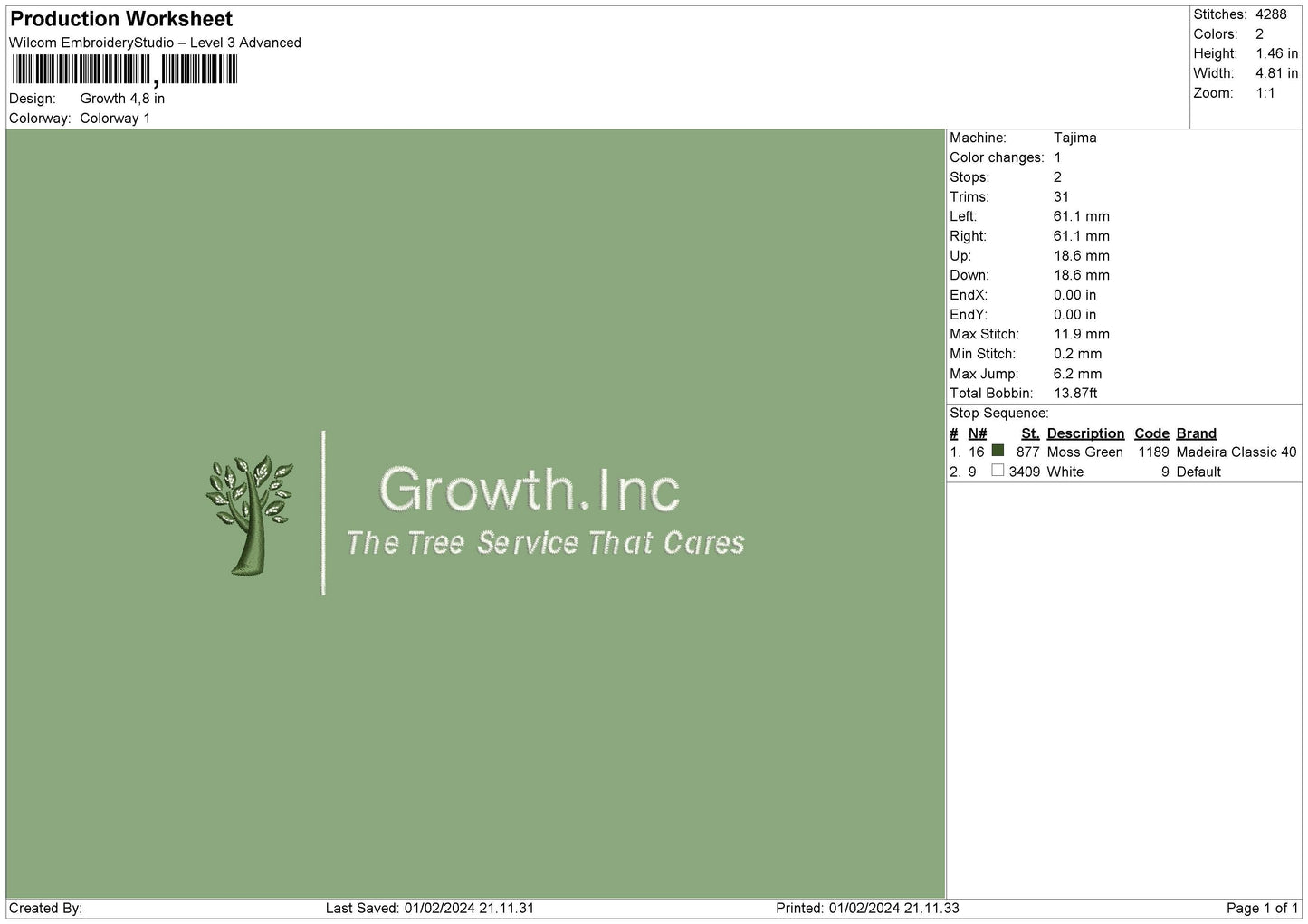 Growth0102 Embroidery File 6 sizes