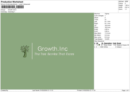 Growth0102 Embroidery File 6 sizes