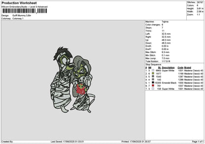 Guffi Mummy Embroidery File 6 sizes
