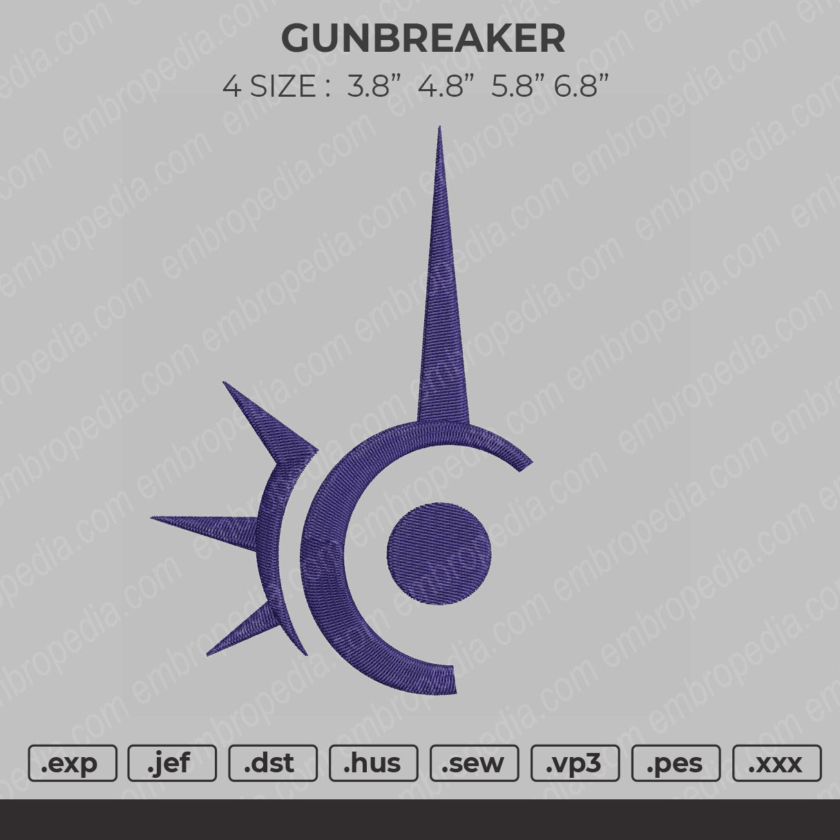 Gunbreaker Embroidery File 4 size