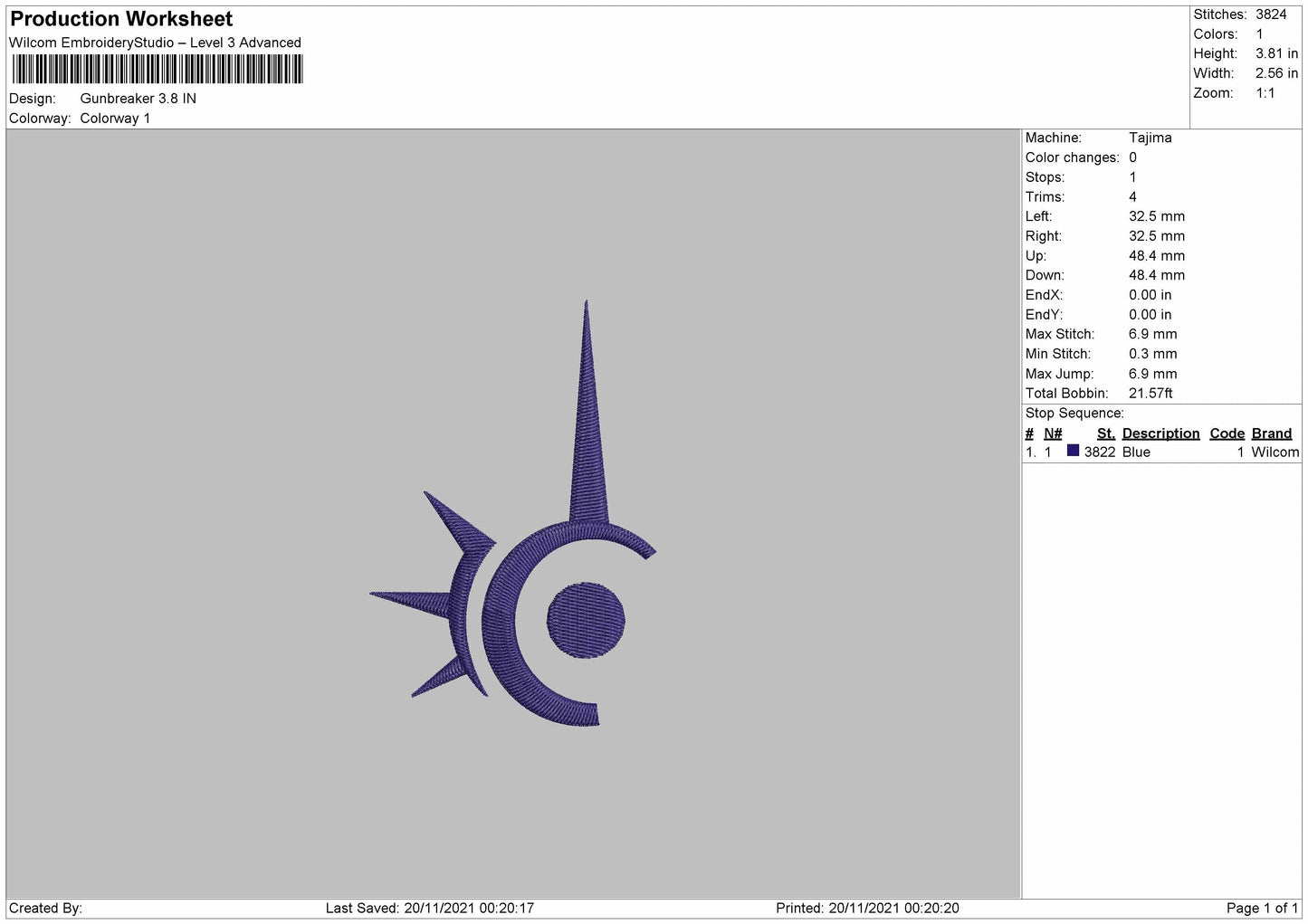 Gunbreaker Embroidery File 4 size