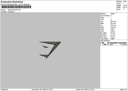 Shark Line Embroidery File 6 sizes