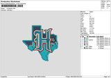 Houstontext Blue Embroidery File 6 sizes