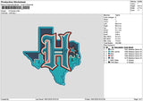 Houstontext Blue Embroidery File 6 sizes