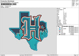 Houstontext Blue Embroidery File 6 sizes