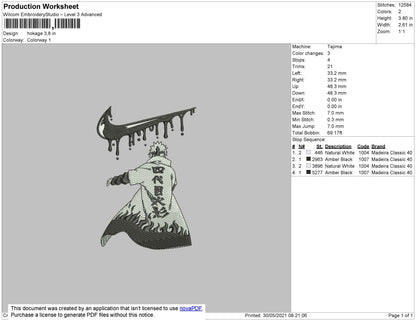Hokage Swoosh Embroidery File 5 size