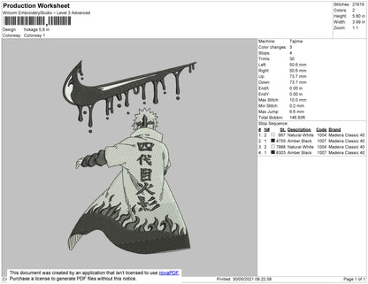 Hokage Swoosh Embroidery File 5 size
