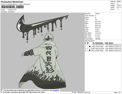 Hokage Swoosh Embroidery File 5 size