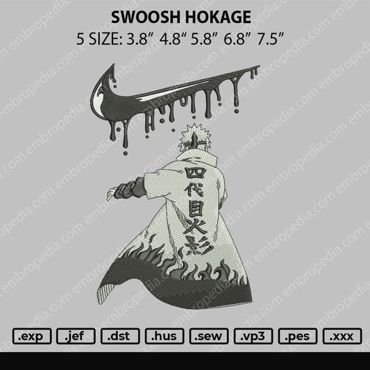 Hokage Swoosh Embroidery File 5 size
