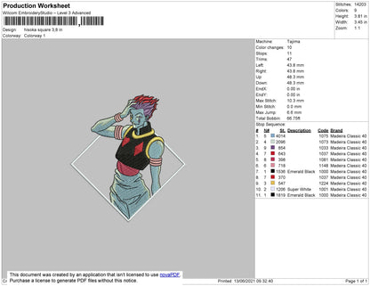 Hisoka Square Embroidery File 4 size