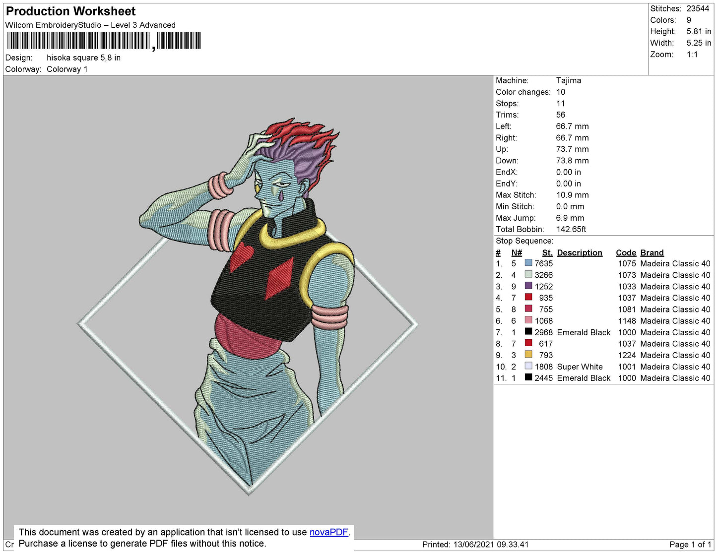 Hisoka Square Embroidery File 4 size