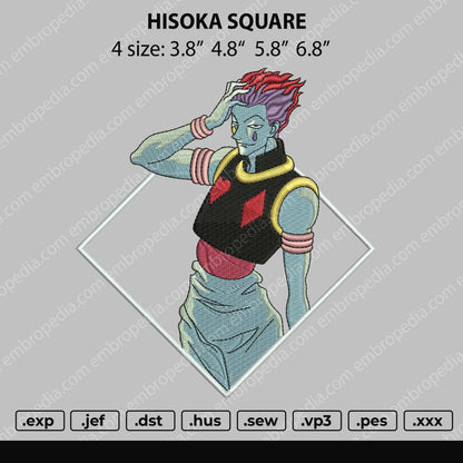 Hisoka Square Embroidery File 4 size
