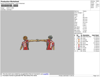 Haikyu Embroidery File 4 size