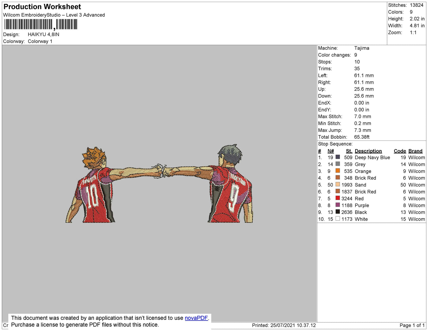 Haikyu Embroidery File 4 size