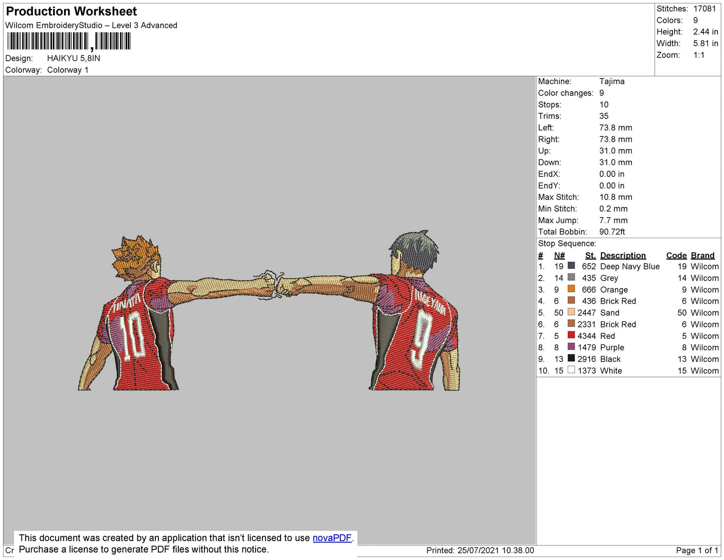 Haikyu Embroidery File 4 size