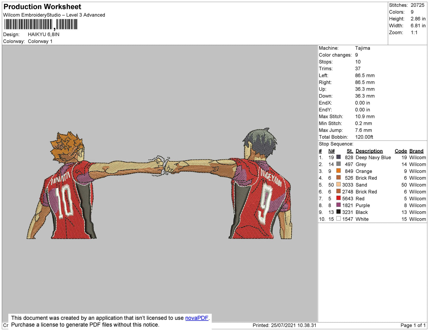 Haikyu Embroidery File 4 size