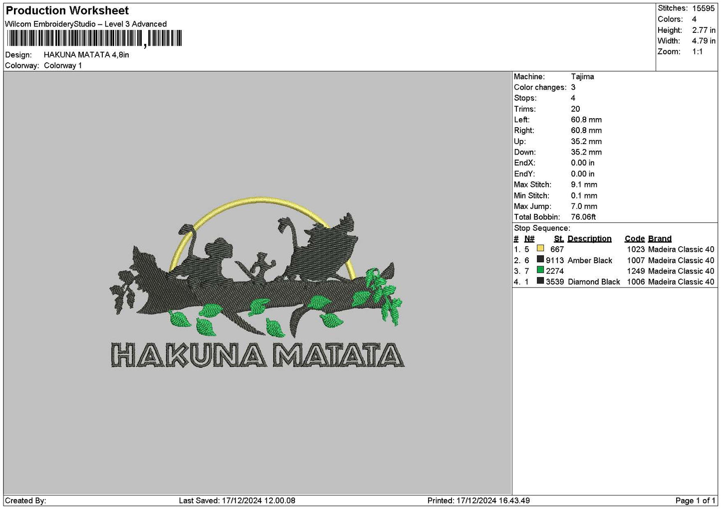 Hakunatext03 Embroidery File 6 sizes