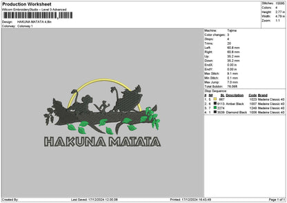 Hakunatext03 Embroidery File 6 sizes