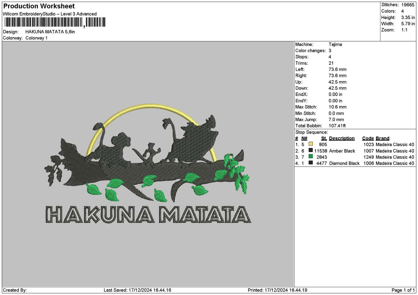 Hakunatext03 Embroidery File 6 sizes