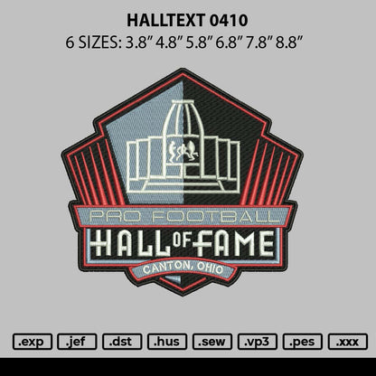 Halltext 0410 Embroidery File 6 sizes