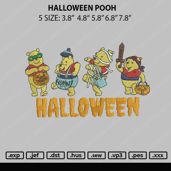 Halloween Pooh Embroidery File 5 sizes