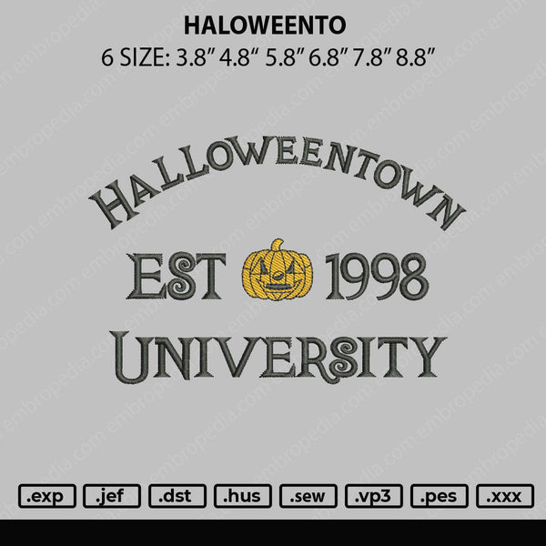 Halloweento Embroidery File 6 sizes