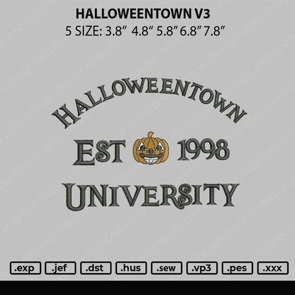 Halloweentown Embroidery File 5 sizes