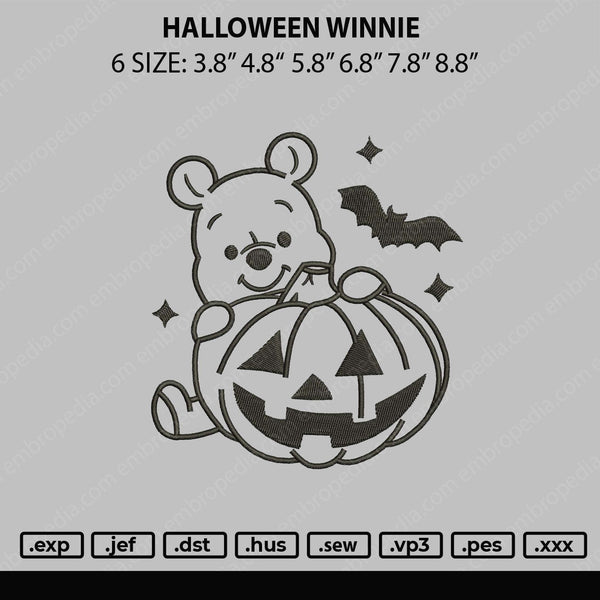 Halloween Winnie Embroidery File 5 sizes