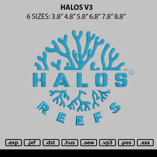 Halos V3 Embroidery File 6 sizes