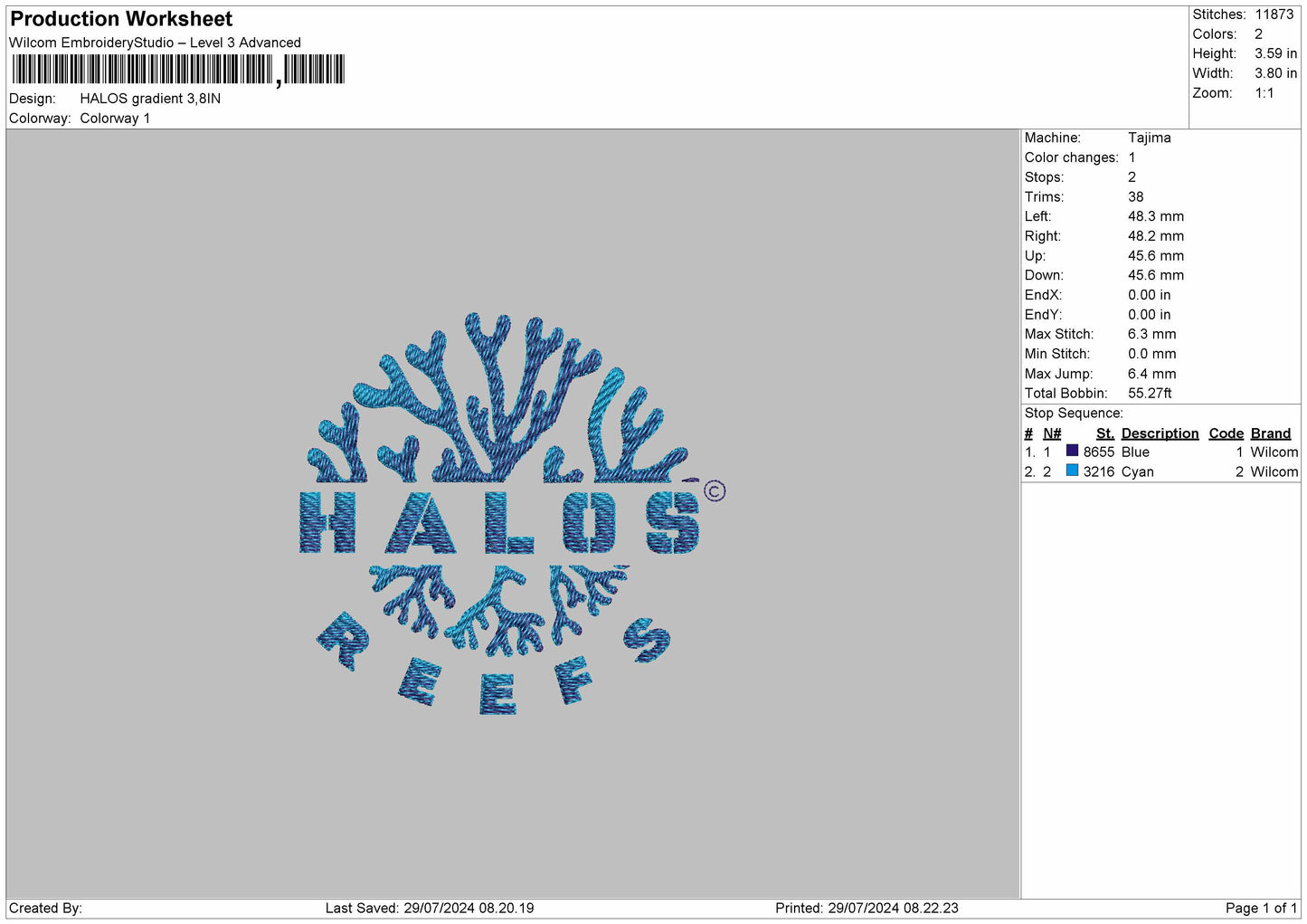 Halos Gradient Embroidery File 6 sizes