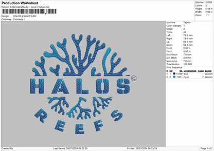 Halos Gradient Embroidery File 6 sizes