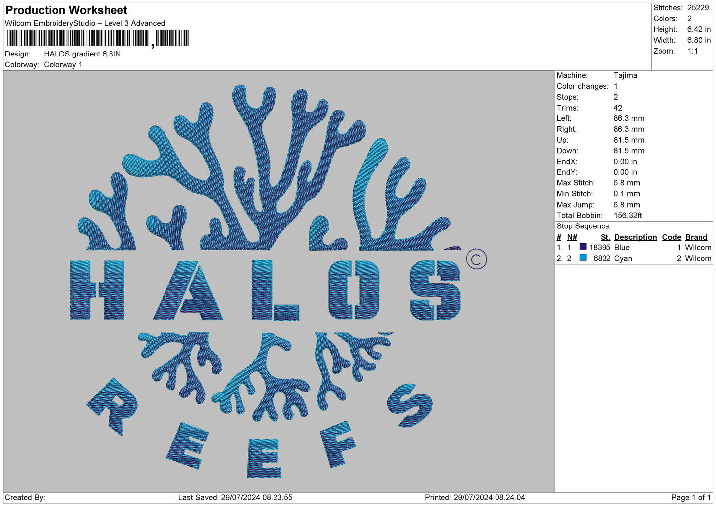 Halos Gradient Embroidery File 6 sizes