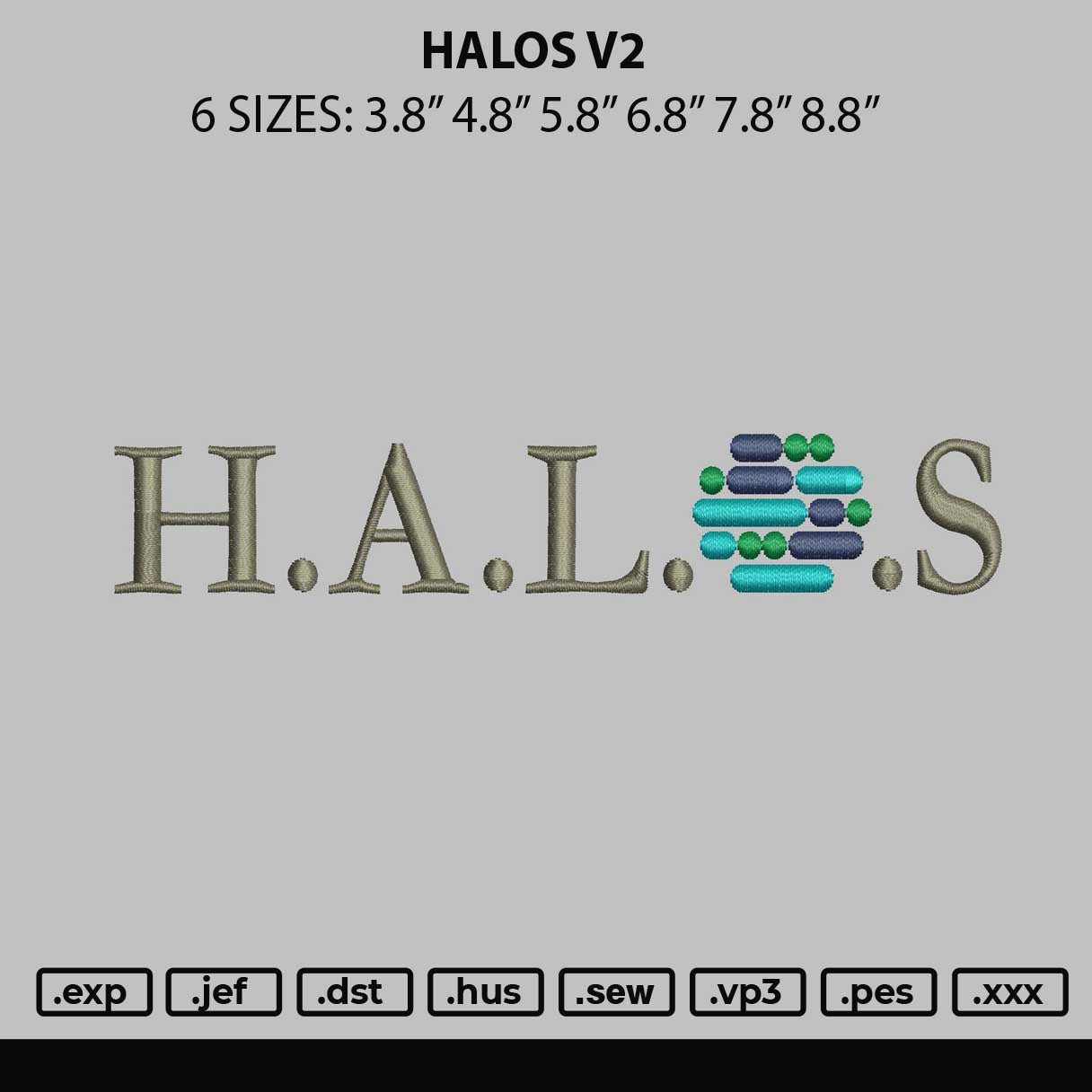 Halostext V2 Embroidery File 6 sizes