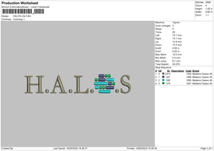 Halostext V2 Embroidery File 6 sizes