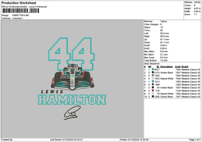 Car44 Text Embroidery File 6 sizes