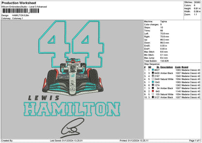 Car44 Text Embroidery File 6 sizes