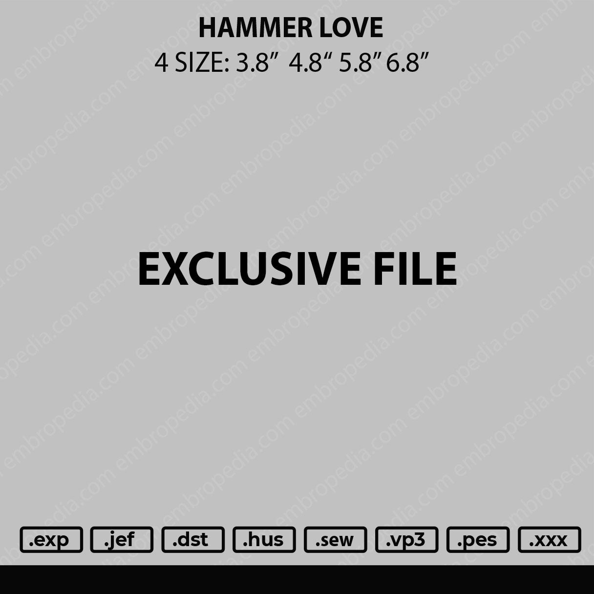 Hammer Love Embroidery File 4 size