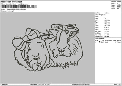 Hamster Outline Embroidery File 6 sizes