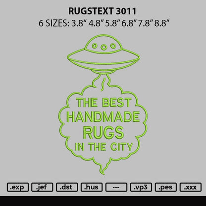 Rugstext 3011 Embroidery File 6 sizes