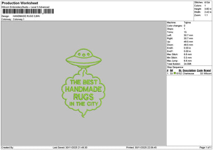Rugstext 3011 Embroidery File 6 sizes